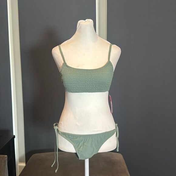 Women’s Junior’s Xhilaration Sage Green Bikini Swimsuit 2 Piece Size XL (12-14) - Picture 2 of 15